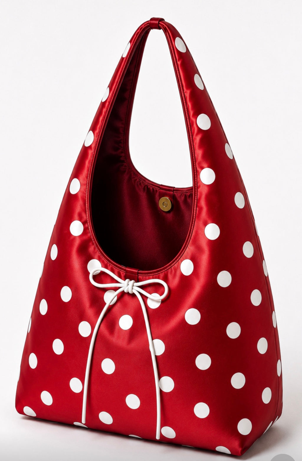 White polka dot hobo bag