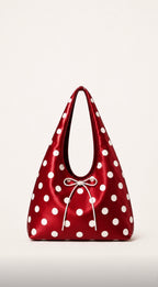 White polka dot hobo bag